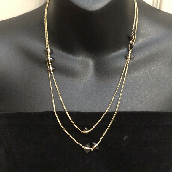 Chan Luu Long Chain Necklace Smoky Quartz Gemstones Gold Plated Sterling Silver - Picture 4 of 10